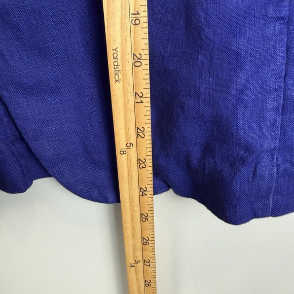 Chico's 100% Linen Blazer Jacket Women 1 US M Cobalt Blue One Button Career Work - Picture 7 of 7